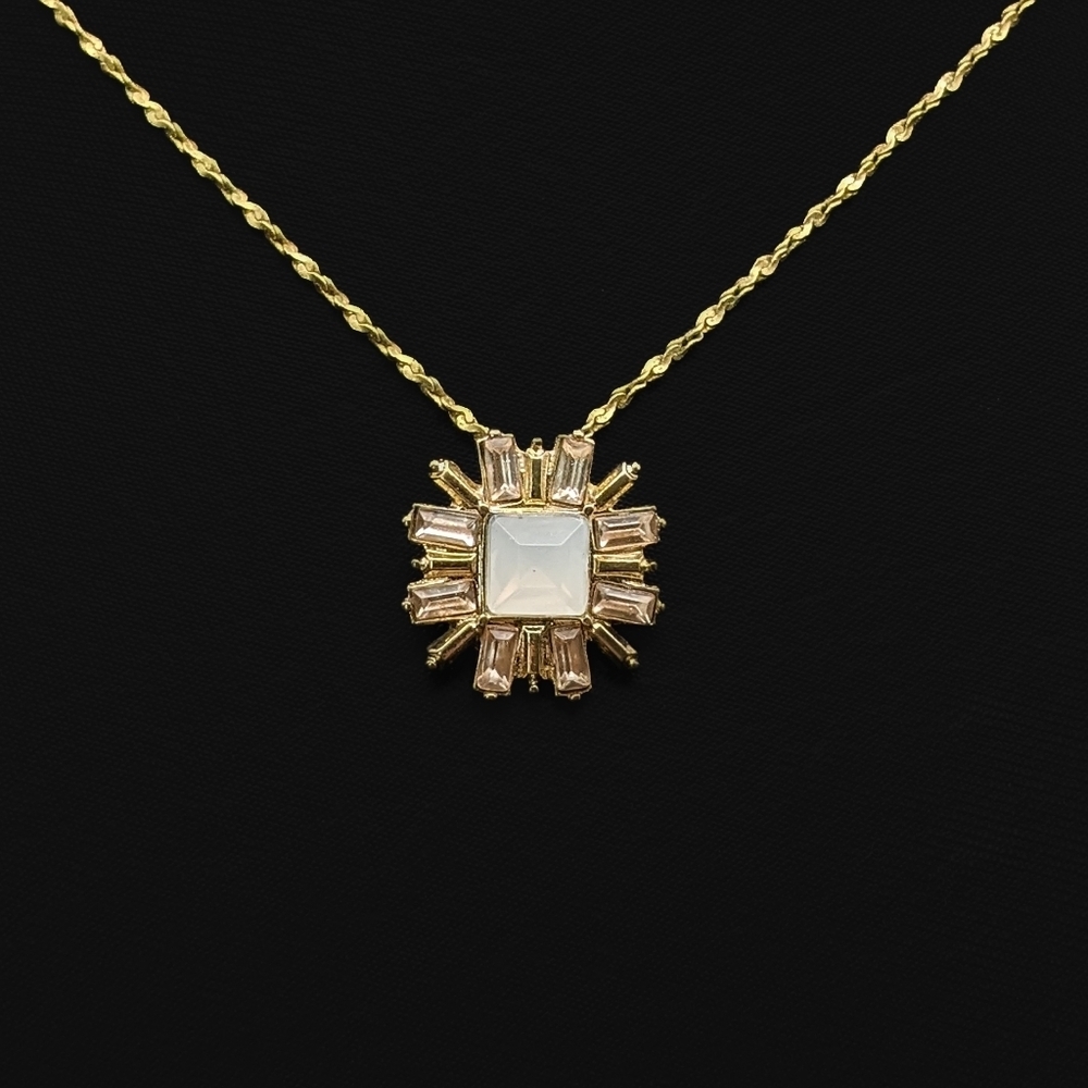 *PRICE DROP* Art Deco Style Rhinestone Pendant on Gold Toned Chain - Upcycled